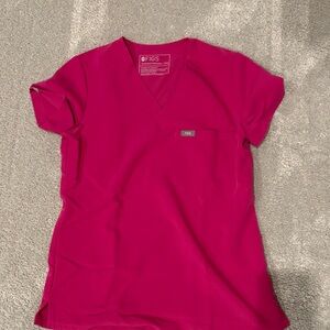 Figs Vivid Pink Scrub Top